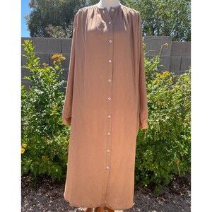 Mille Resort & Travel Jasmine Dress Small Almond Linen Flowy Beige Dress Pockets